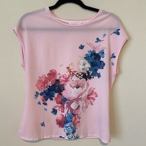 Ted Baker santula raspberry ripple print tee pink top size 1 XS